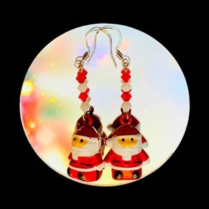 Santa bell earring set w/ Swarovski crystals